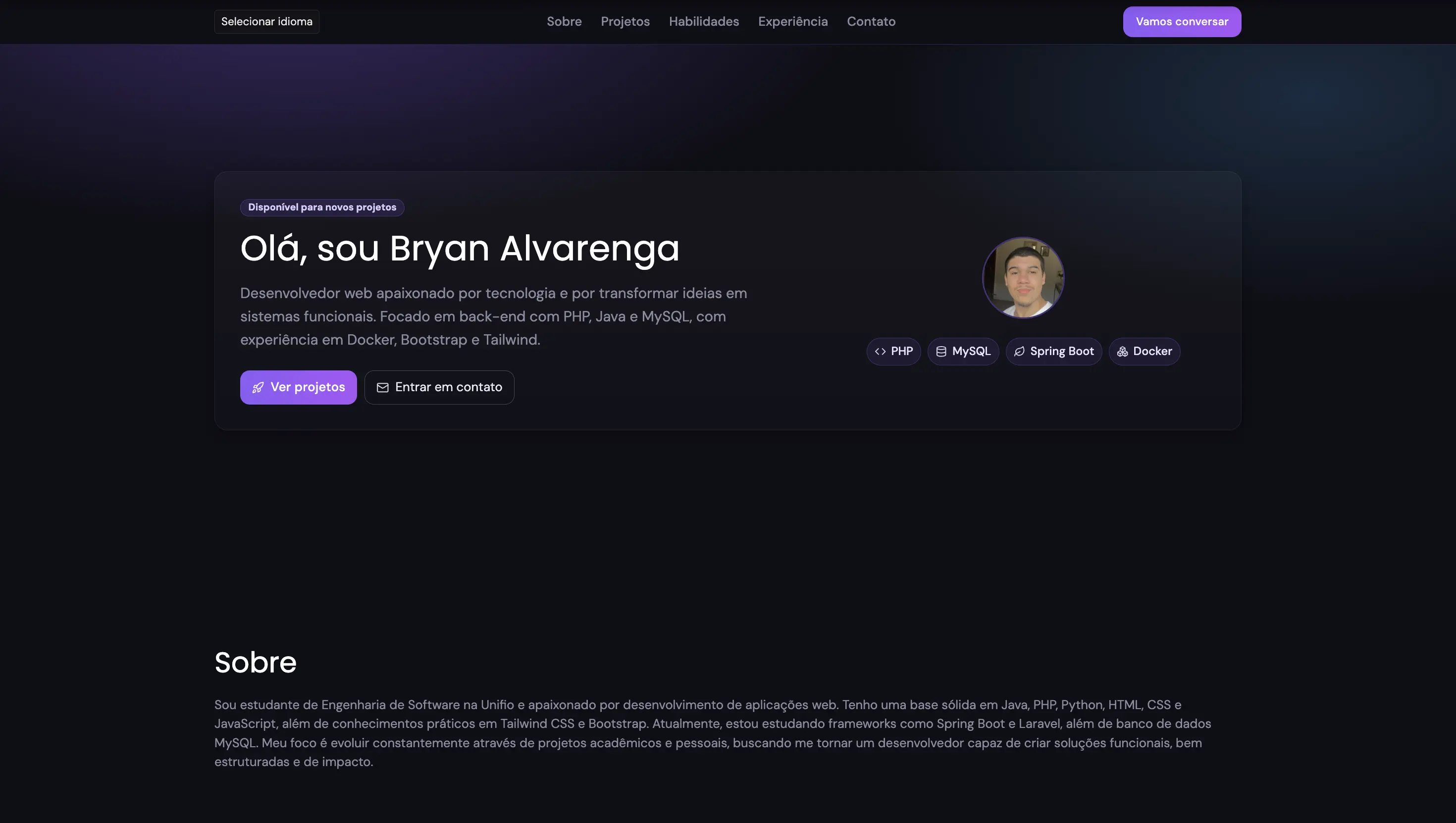 Preview do Portfólio Pessoal